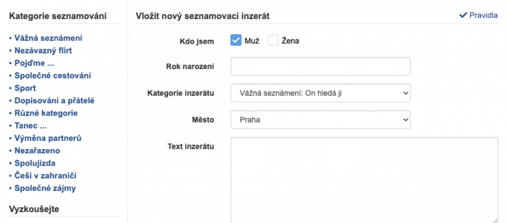 seznamka bez prihlaseni Česko