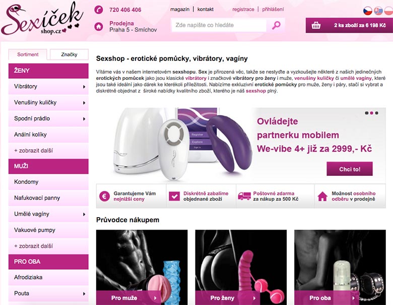 Velikost nabídky erotických hraček u Sexíčekshop.cz